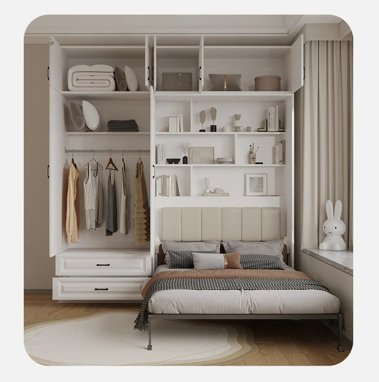 Full Murphy Bed With Closet Organizer With Drawers Full Size Bed Space-Saving