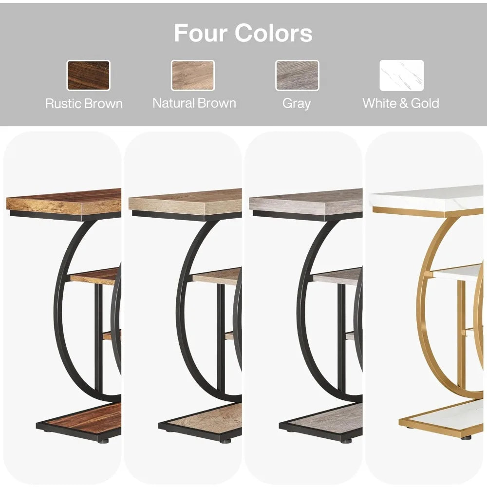 41.3" Console Table, Industrial Style Four Tier Sofa Table Entry Table with Round Base with Storage Shelf