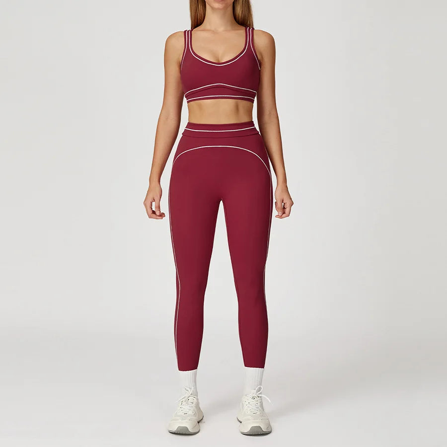 2 Piece Yoga Clothes Women Tracksuit Tracksuit Athletic Wear Fitness Suit Gym Workout Push Up Clothes Sports Bra Leggings Suit