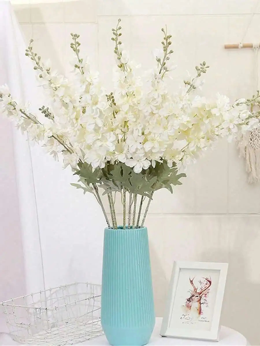 6Pcs Delphinium Flowers Artificial Flowers Silk Flowers Larkspur Flower 33.5in Long Stem Artificial Flowers For Tall Vase For Home