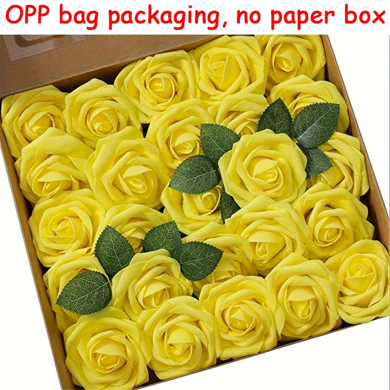 25pcs Artificial Flowers, Fake Flowers Roses W/Stem For DIY Wedding Bouquets/ Centerpieces Arrangements/ Party Home Decorations