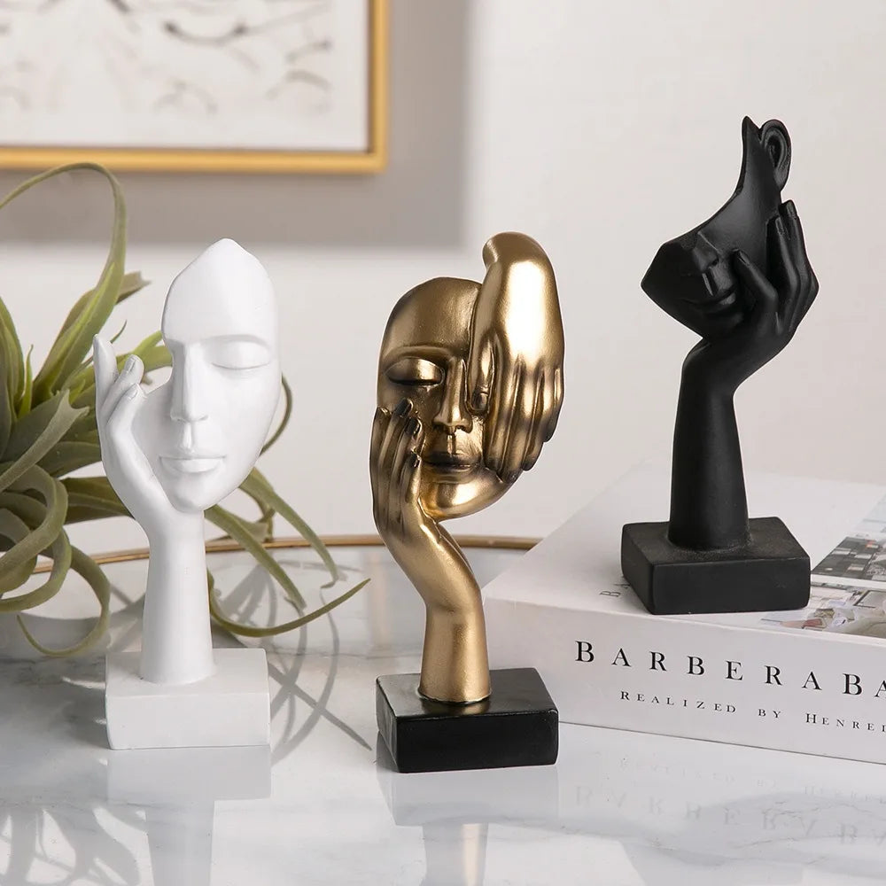 Nordic Resin Abstract Statue/ Desktop Ornaments Sculpture Figurines Face/ Character Light Luxury/ Art Crafts/ Office Home Decor