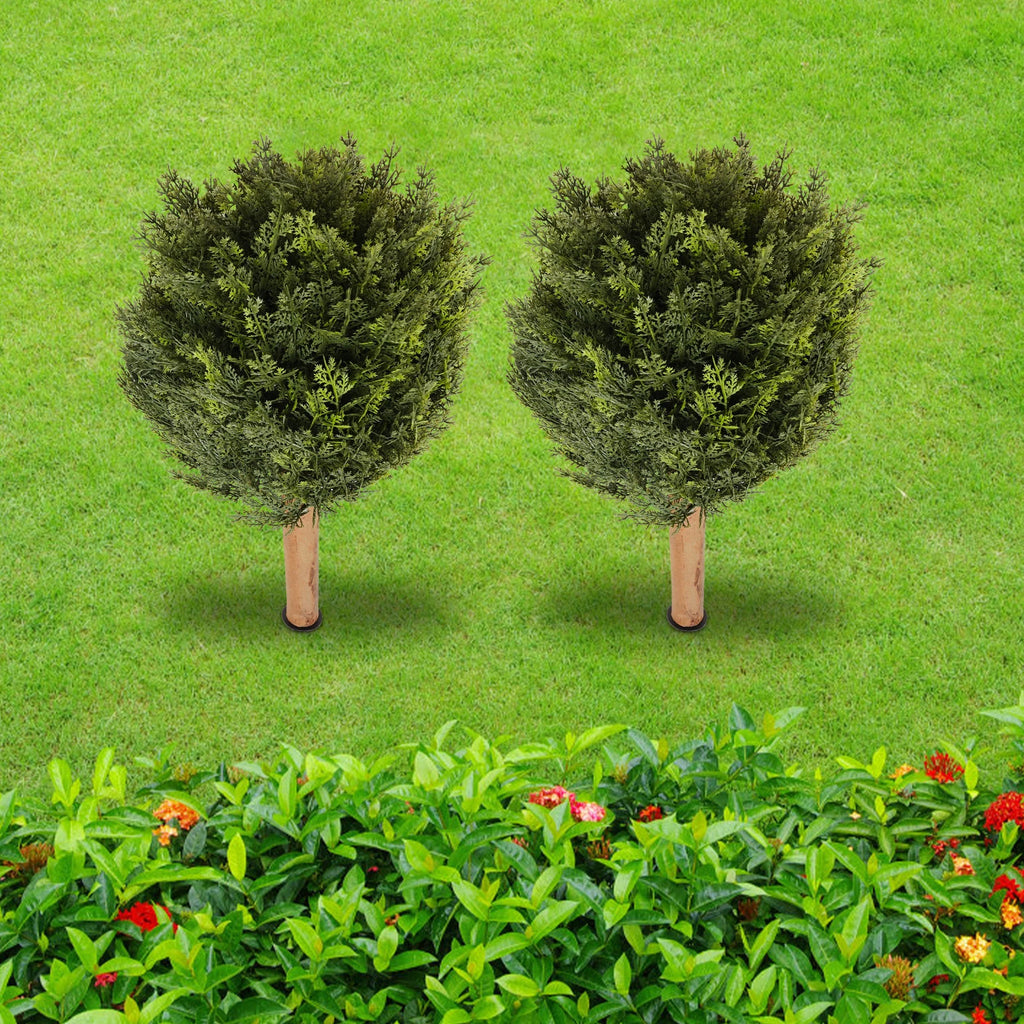 2 PCS Artificial Cypress Trees Artificial Plant with Ground Spike/ Easy Assembly Artificial Plant/ Festival Party Supplies for Indoor Outdoor Home Office Garden