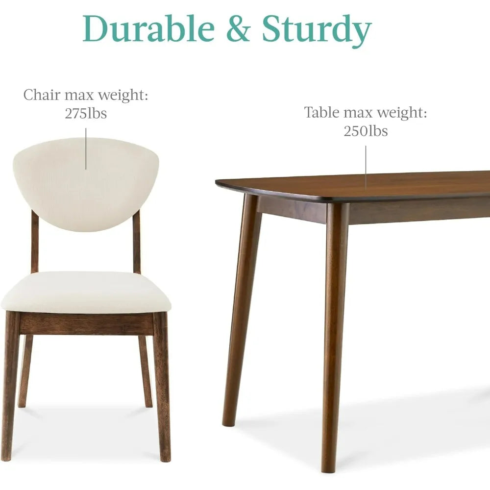 Mid-Century Modern 5-Piece Dining Set: Compact Table and 4 Padded Chairs for Home or Apartment