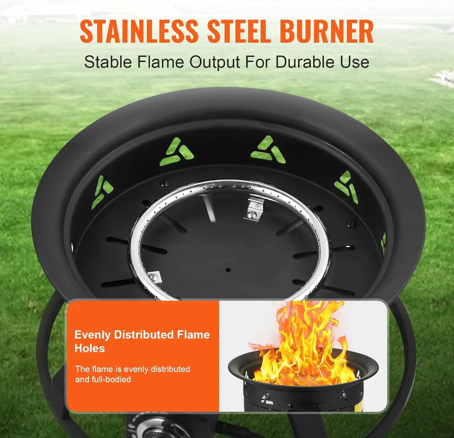 Portable Propane Fire Pit, 19-Inch Diameter Outdoor Gas Fire Pit with Cover & Lava Rocks, Adjustable Flame Height Camping