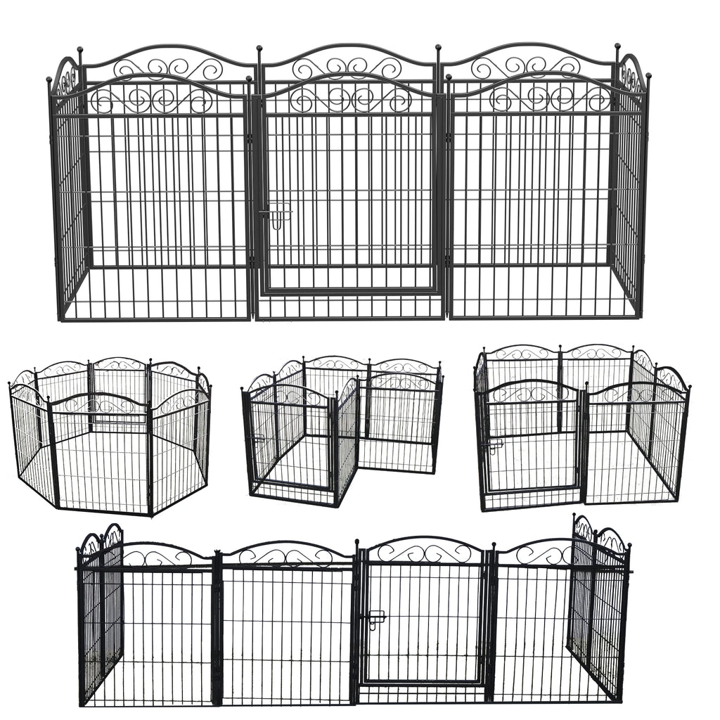 Dog Playpen, 8 Panels Playpen/ 32 Inch Height in Heavy Duty, Folding Indoor Outdoor Anti-Rust Dog Exercise Fence/ Portable