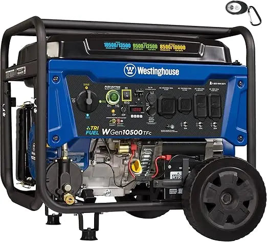 Westinghouse 13500W Tri-Fuel Portable Home Backup Generator with Remote Electric Start and Transfer Switch Capability