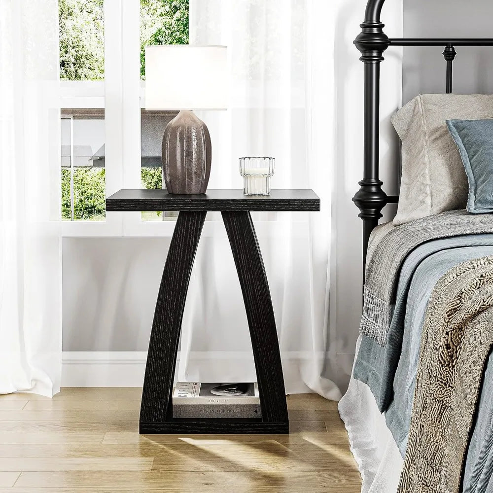 Pair of Modern Living Room Side Tables for Sofa Area in Black