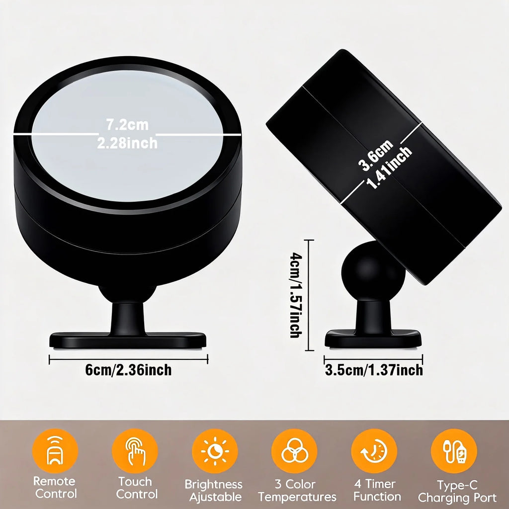 2PCS Magnetic LED Wall Sconce Light/ USB Rechargeable /Dimmable 3 Color Temperatures/ Warm/ Cool /Daylight Remote & Touch Dual Control 360° Rotation Wall Mount Lamp for Bedroom/ Study/ Reading/ Living Room/ Hallway/ Closet/