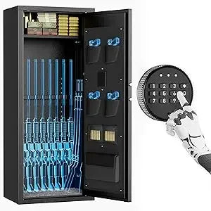10-12 Rifle Gun Safe with Keyboard, Quick Access Large Gun Safes for Rifles, Locking Gun Cabinet Rifle Safe
