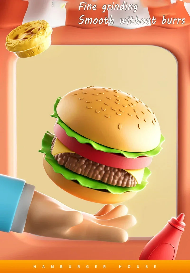 Kid Kitchen Toy Set /Simulation/ Make Hamburgers, Pizza, Fries, Pretend Play Food Cooking/ Cutting Game/ Montessori Interactive Toy Gift