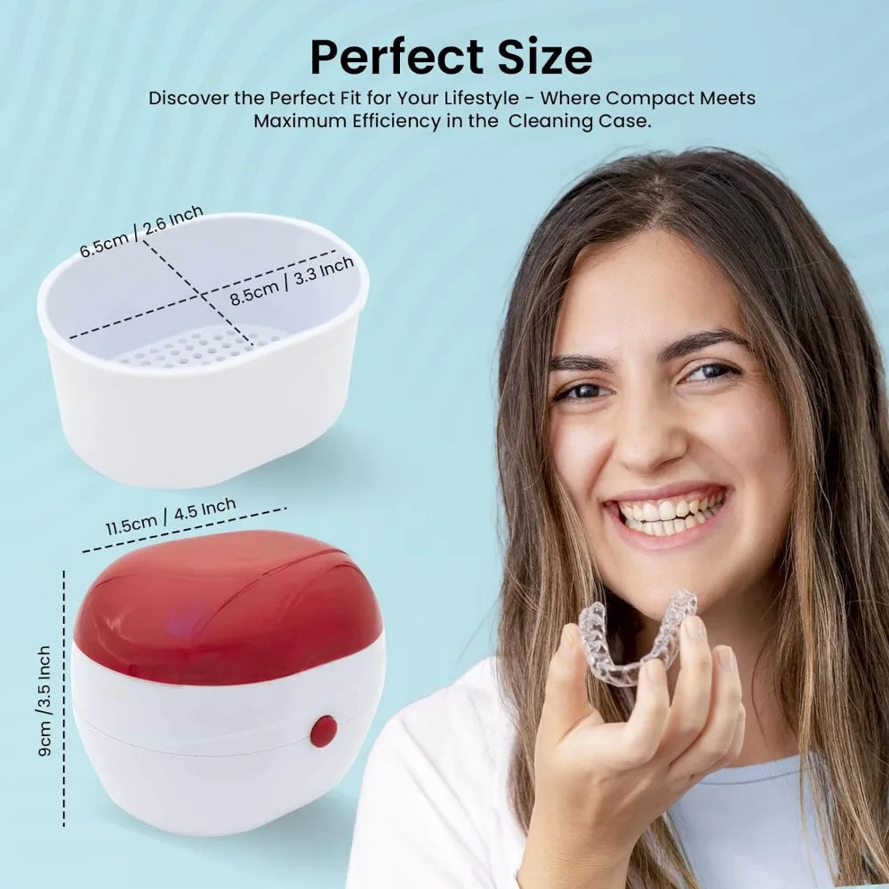 Travel - Ready Denture Cup Kit: Portable Cleaning Case for Dentures, Retainers & Mouth Guards