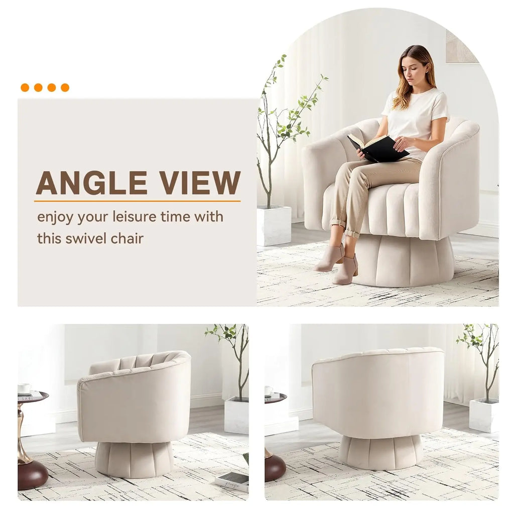 Swivel Accent Chair,360°Swivel Barrel Chairs, Mid-Century Chair with Wide Upholstered, Modern Velvet Fabric, Round, Customized