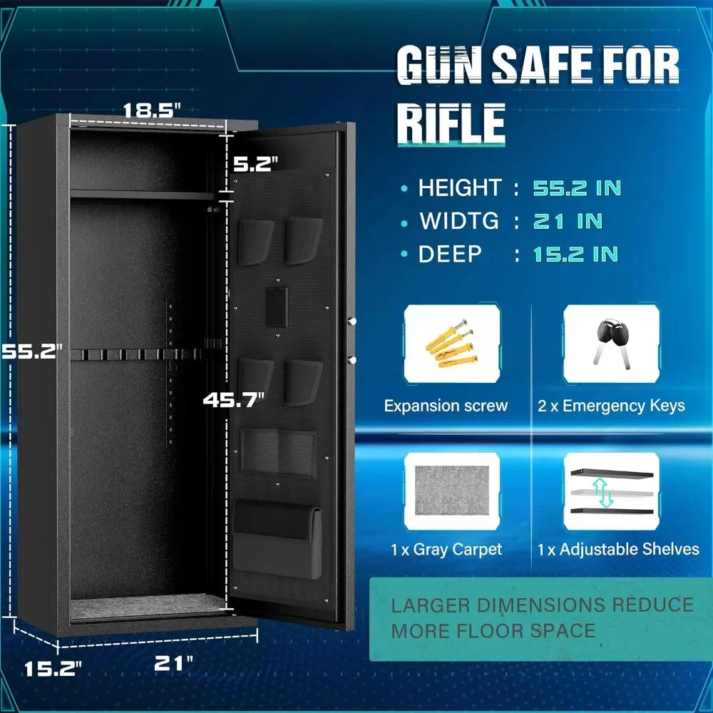 10-12 Rifle Gun Safe with Keyboard, Quick Access Large Gun Safes for Rifles, Locking Gun Cabinet Rifle Safe