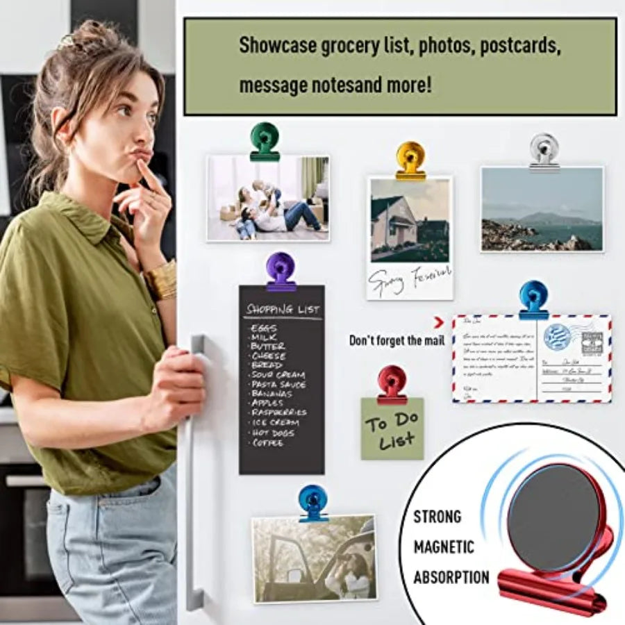 Magnetic Clips, Fridge Magnets for Picture Hanging, Heavy Duty Magnet Clips, Colorful Refrigerator Magnets for Kitchen