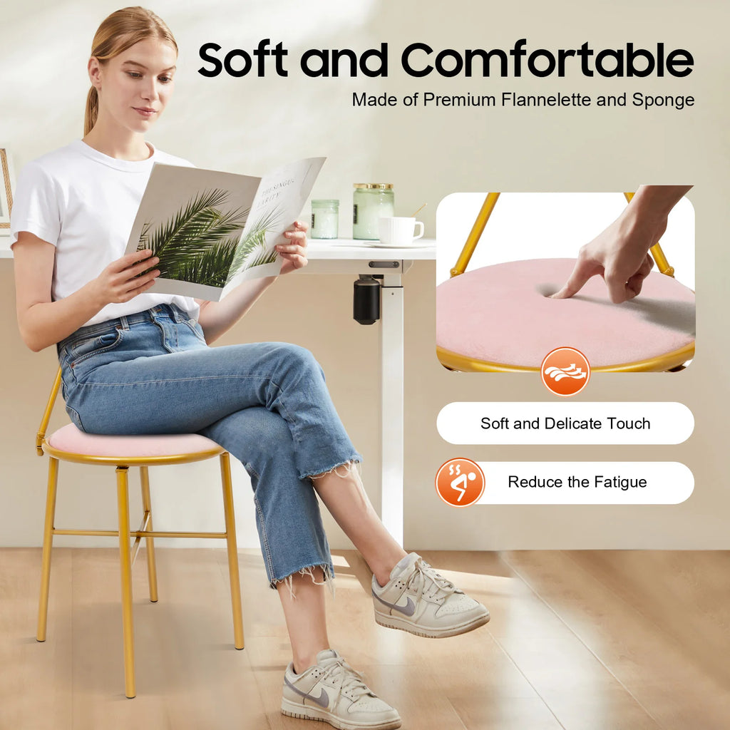Elegant Pink Butterfly Backrest Chair with Soft Cushion, Iron Frame Dining Chair for Living Room Bedroom and Cafe Decor