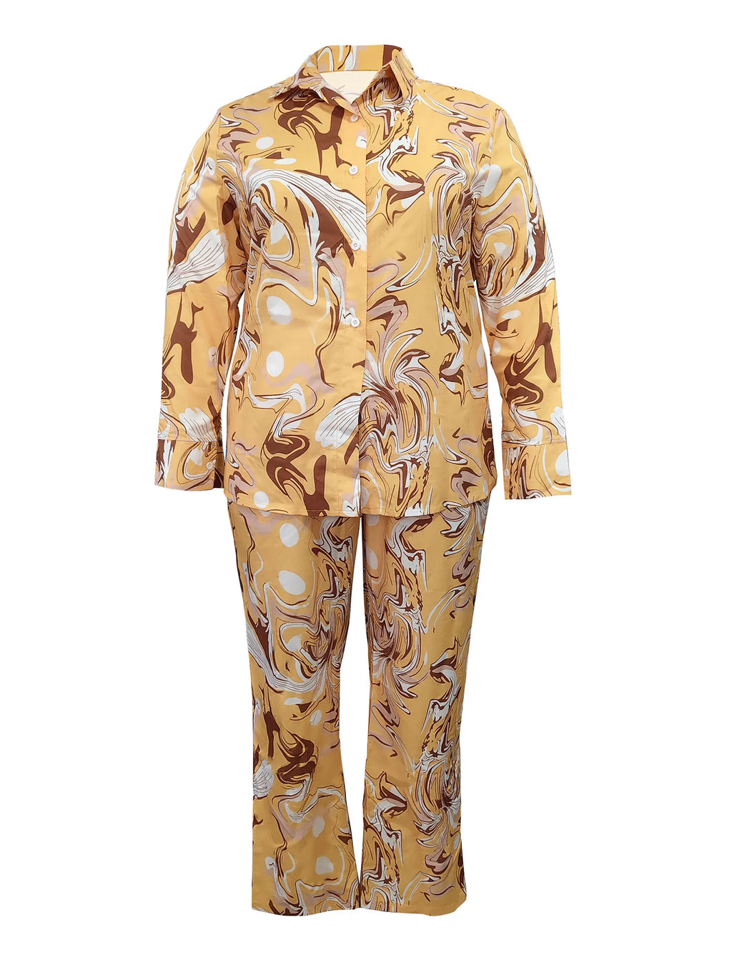 Balcony Relaxation Essential! Yellow and Brown Printed Set, Perfect for Chilling