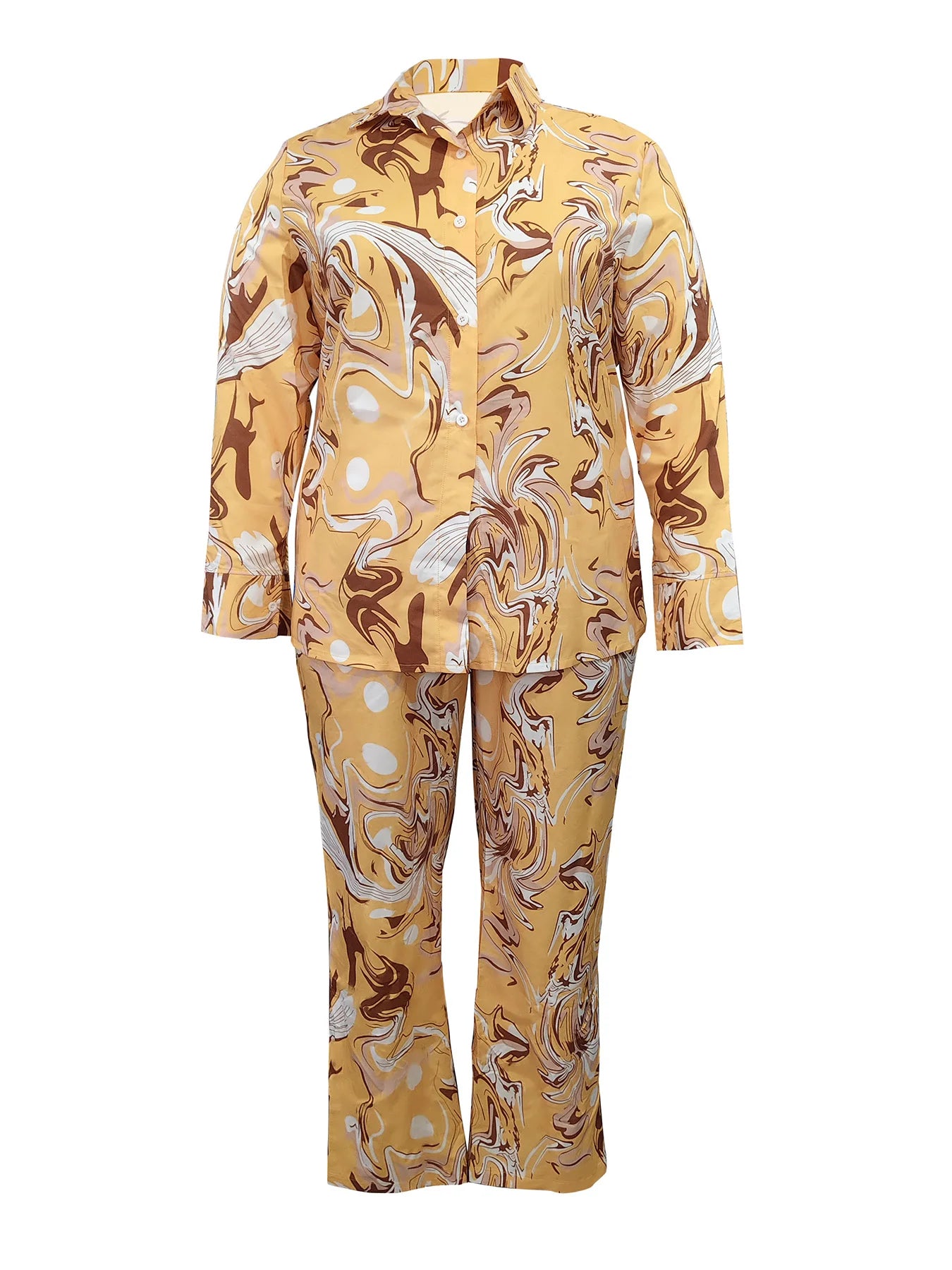 Balcony Relaxation Essential! Yellow and Brown Printed Set, Perfect for Chilling