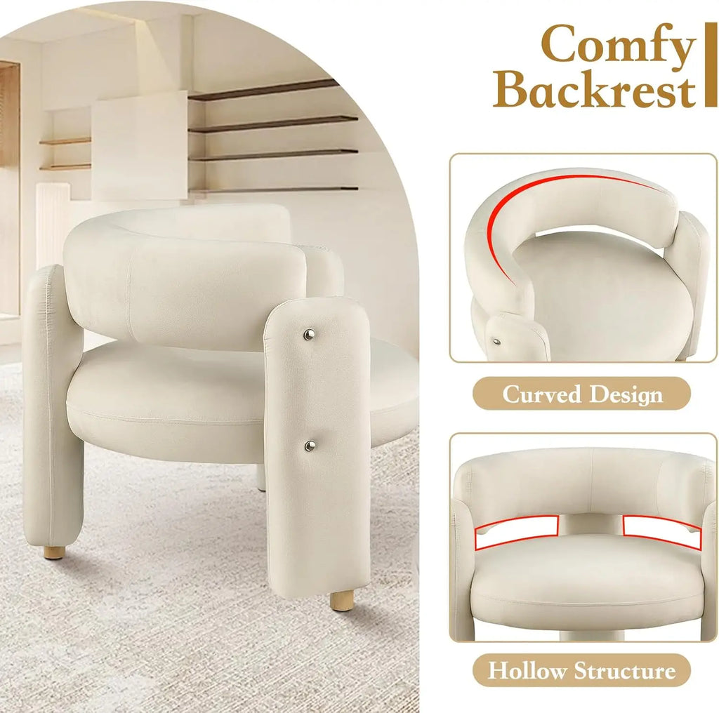 Accent Barrel Chair, Comfy Velvet Upholstered Armchair, Single Sofa Chair
