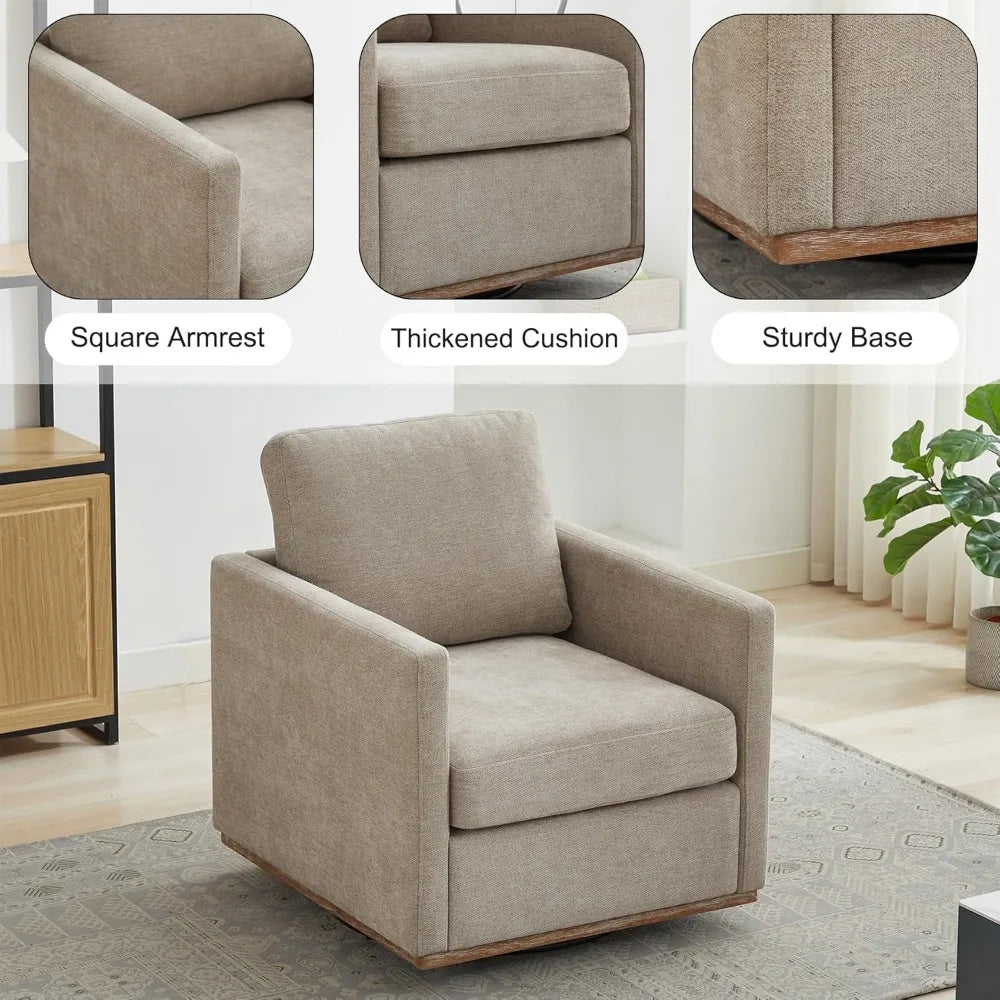 Swivel Accent Chair Set of 2, 360 Degree Square Swivel Barrel Chair for Living Room/Bedroom