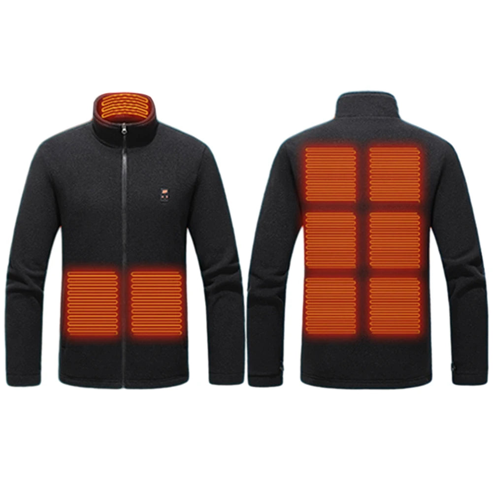 9 Heated Area Intelligent Heating Coat/ USB Charging Heating Jacket/ 3 Gear Temperature Heated Insulated Jackets for Hiking-Skiing