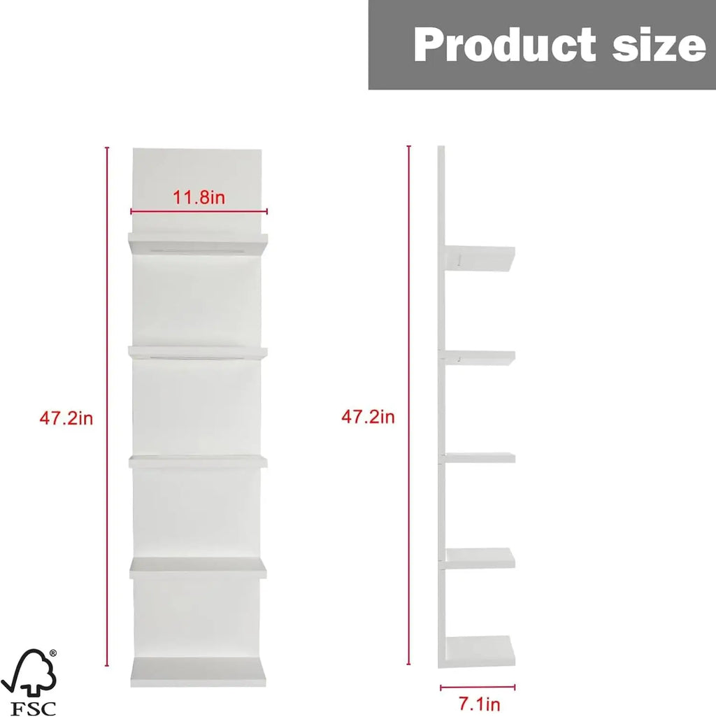 5-Tier Wall Shelf Unit with RGB Light, Floating Shelf for Wall Storage, Wall Mounted Vertical Display Shelf for Any Room