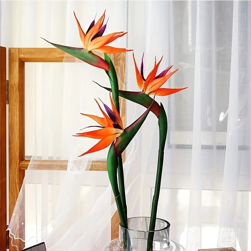 3pcs Artificial Bird Of Paradise Flowers/ Rubber Strelitzia 24.5'' Long Stem Flower Suitable For DIY Home Party Theme Decor
