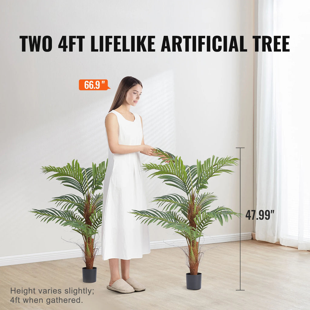 Artificial Palm Tree 4/5/6 FT Faux Plant /Secure PE Material & Anti-Tip Tilt Protection/ Low-Maintenance Plant for Home