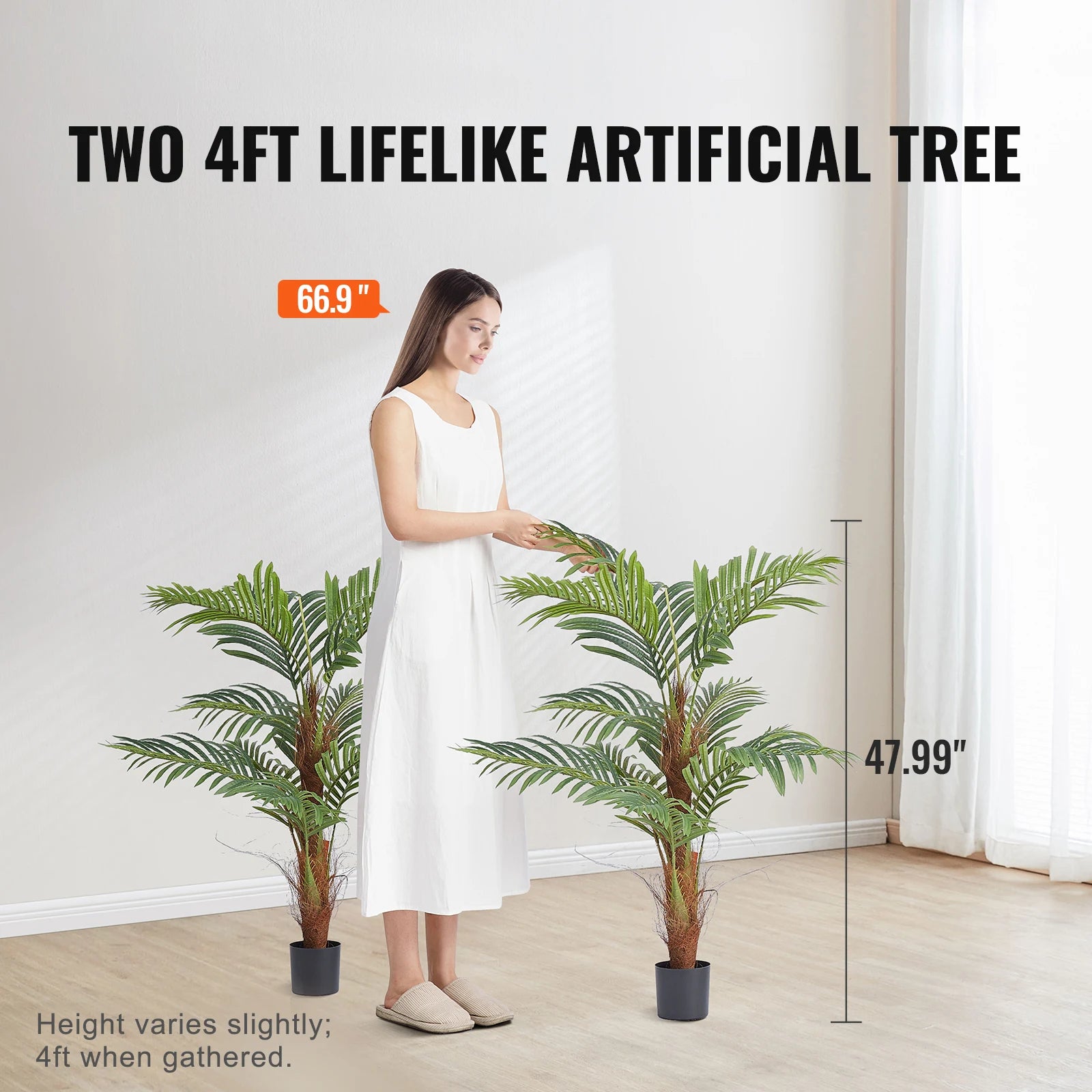 Artificial Palm Tree 4/5/6 FT Faux Plant /Secure PE Material & Anti-Tip Tilt Protection/ Low-Maintenance Plant for Home