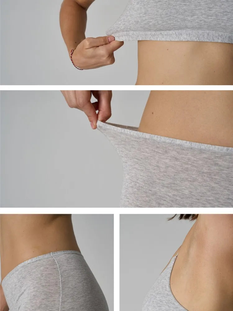 Simple High Elasticity Lingerie Sport Set/ Women Casual Cotton Adjustable-strap Seamless Bras/Low Waist Boxer Chic Briefs Sets