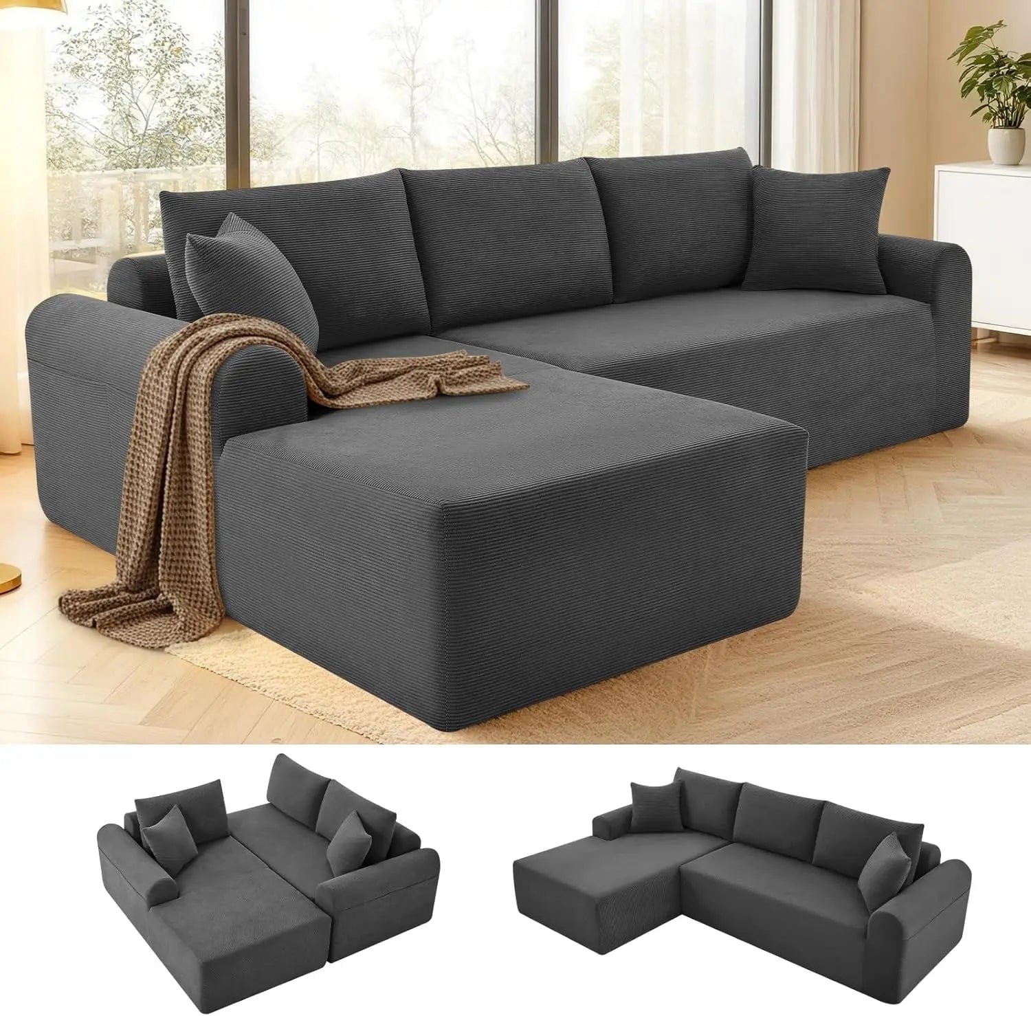 Cloud Modular Sectional Couch for Living Room,Modern L-Shape Sofa with Chaise, Upholstered, 103"