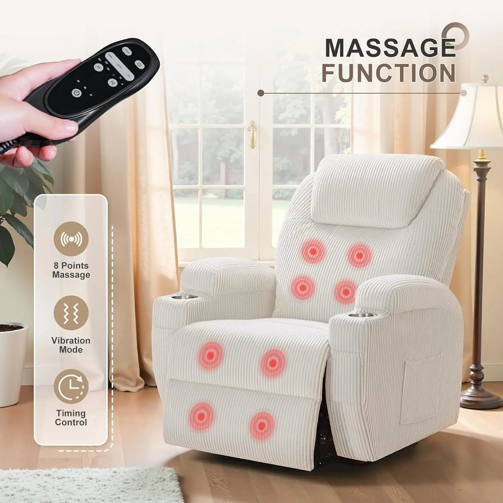 Lift Recliner Chair with Massage for Elderly Ergonomic Lounge Chair with 2 Cup Holders Side