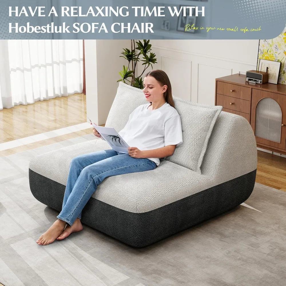 Small Sofa Couch Lounge Sofa Chair for Living Room, Comfy Memory Foam Couch, Mini Sofa with Side Pocket for Living Room