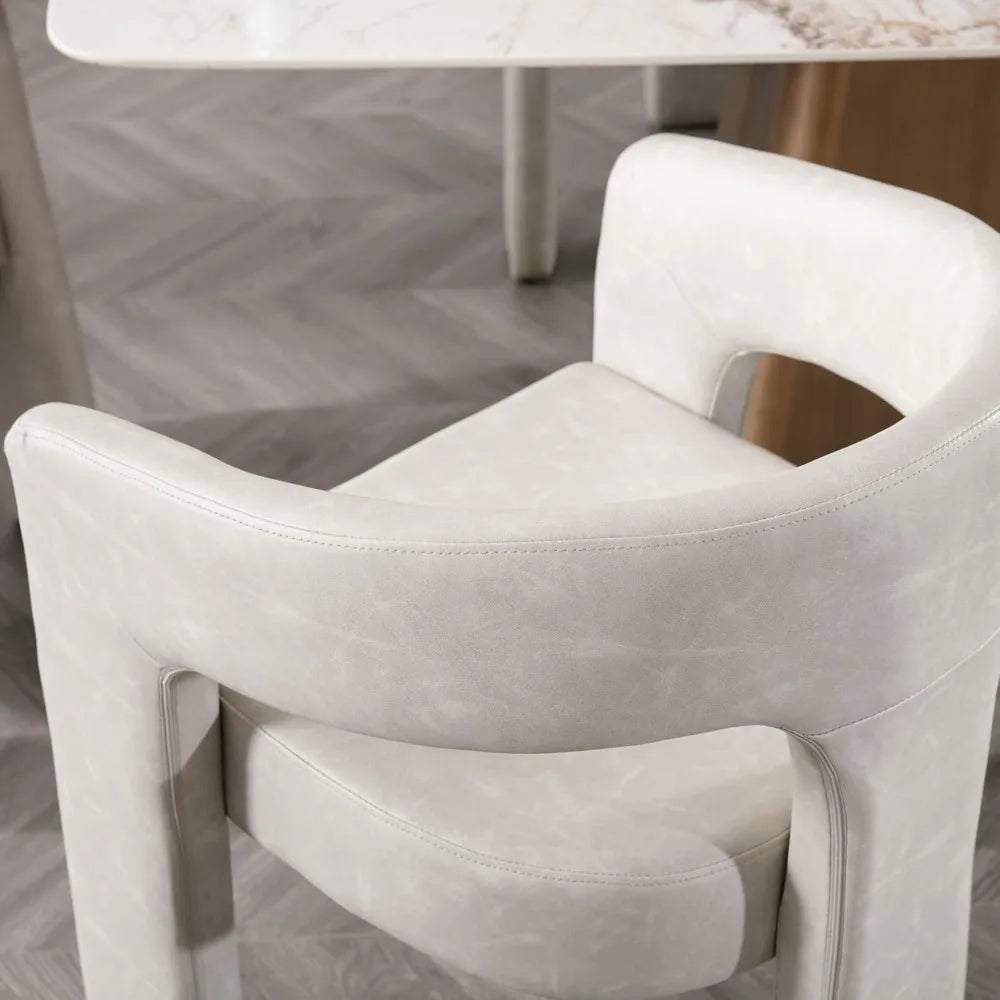 Set of 6 Modern PU Leather Upholstered Dining Chairs with Open-Back, Accent Chairs for Any Room