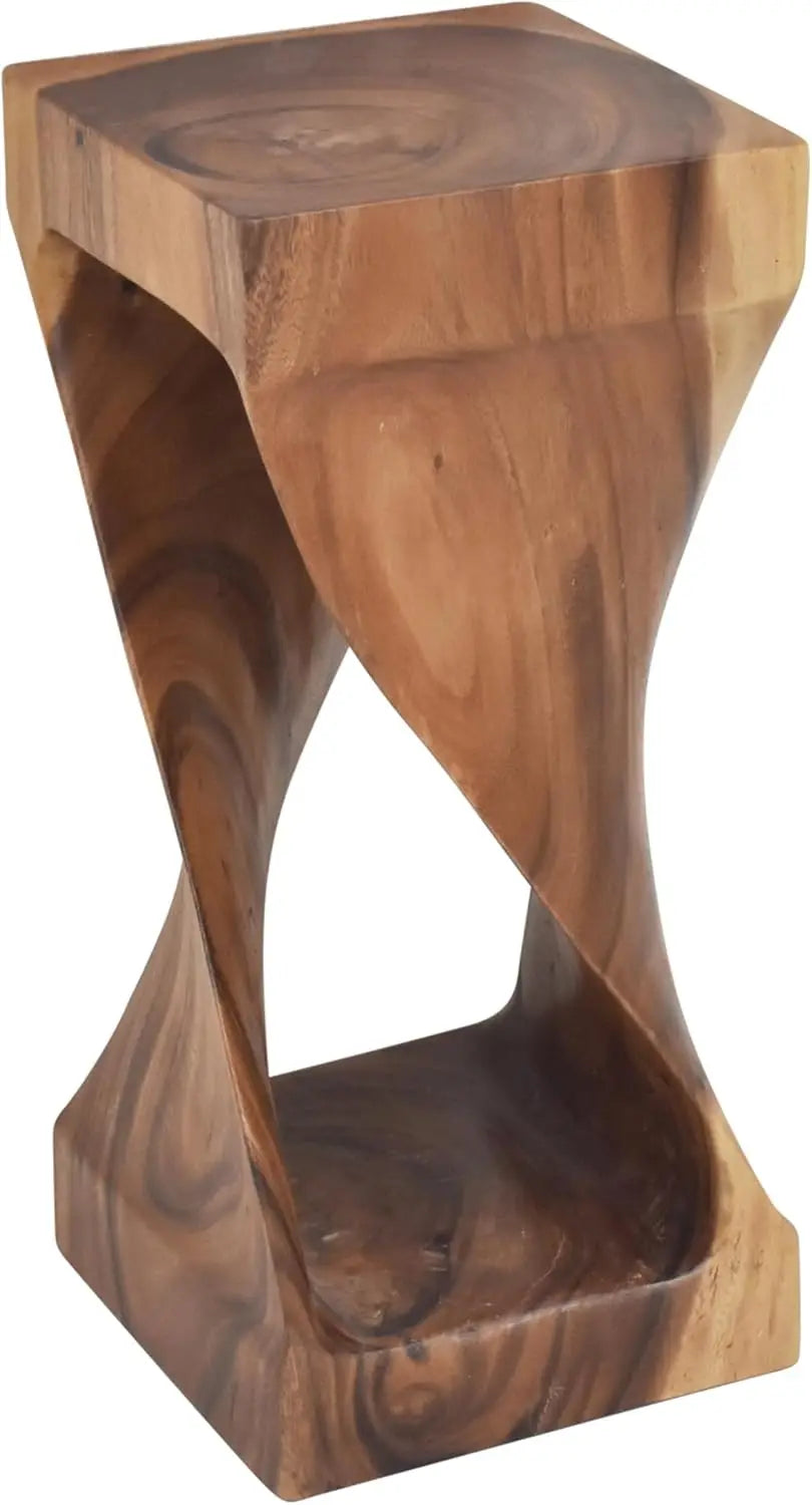 Furniture Solona Solid Wood Side Table, Acacia Whimsical Carved Design, Finish, Functional and Visually Alluring