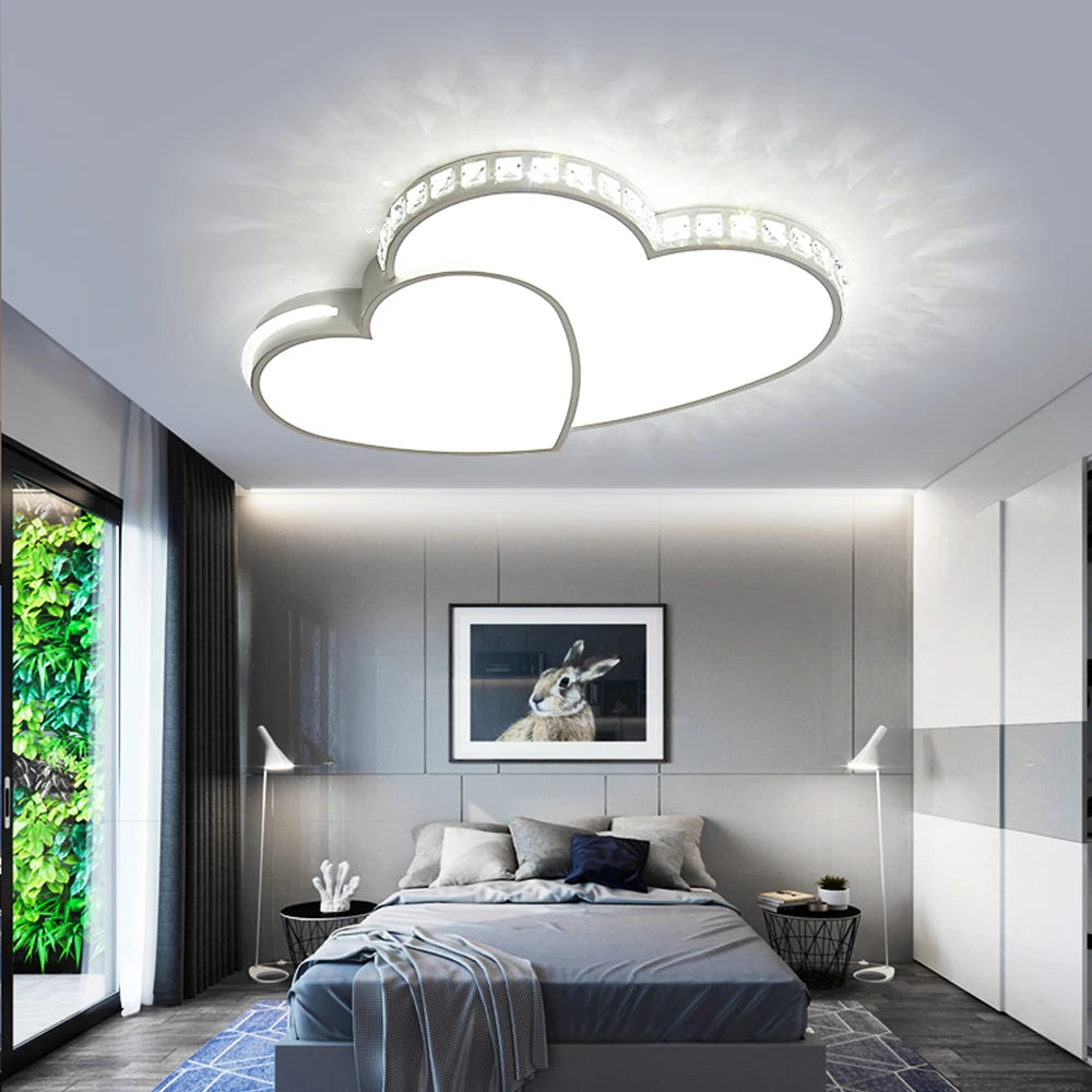 Modern Heart Shaped Ceiling Lights/ Crystal LED Flush Mount Lamp/ Children's Room/ Living Room/ Bedroom Lamp Fixture
