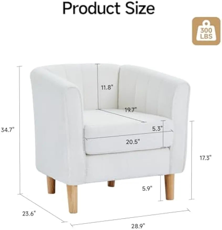 Plush Teddy Fabric Armchair with Back Support, Club Chair with Soft Padded Seat, Space-Saving Design for Office, Living Room
