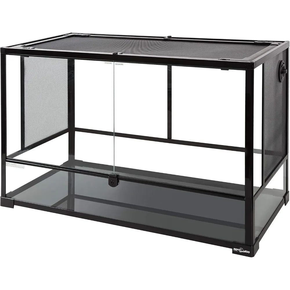 67 Gallon Reptile Glass Terrarium, Double Hinge Door Reptile Tank, Side/TOP Screens/ Ventilation Reptile