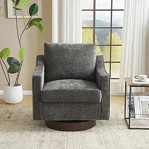 VINGL Mid-Century Modern Swivel Accent Chair, 360° Upholstered Armchair, Home Sofa with Track Arms for Living Room, Bedroom