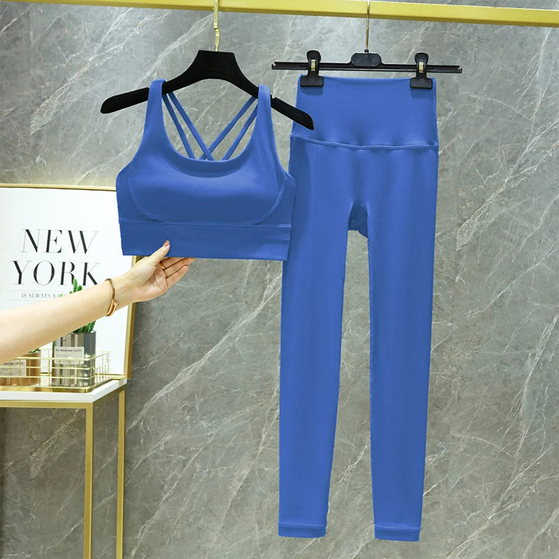 TRY TO BN Women's Tracksuit Yoga Set Fitness Leggings/ Sports Bra/ Naked Sportwear Breathable Workout Two Pieces Suit Gym Clothes