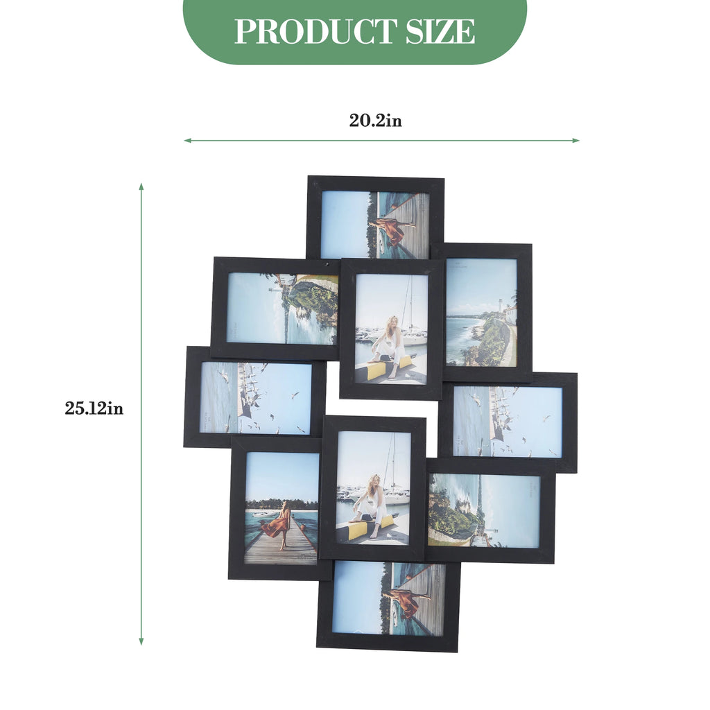 Gallery Collage Photo Frame Set – Black 4x6 MDF Wood Frames with Shatterproof Glass, Easy Assembly, Modern Wall Decor