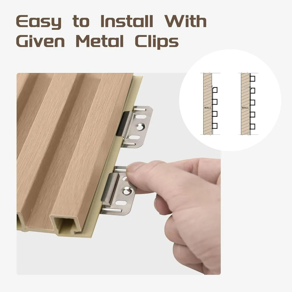 8-Piece Slat Wall Panel Set, 95x6 inches Accent Wood Slats for Wall and Ceiling, Acoustic Interior Wall Panels with Modern Design