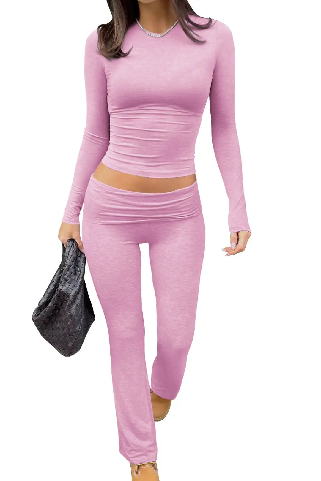 Women's Yoga Two-Piece Set, Long-Sleeve, Wide-Leg Activewear Set/ Casual Home Yoga Set
