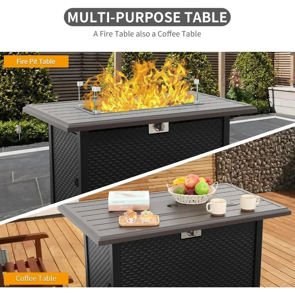 45 Inch Fire Table for Outside 60000 BTU Steel Gas Fire Pit Outdoor Fire Pit Table