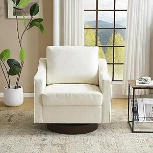 VINGL Mid-Century Modern Swivel Accent Chair, 360° Upholstered Armchair, Home Sofa with Track Arms for Living Room, Bedroom