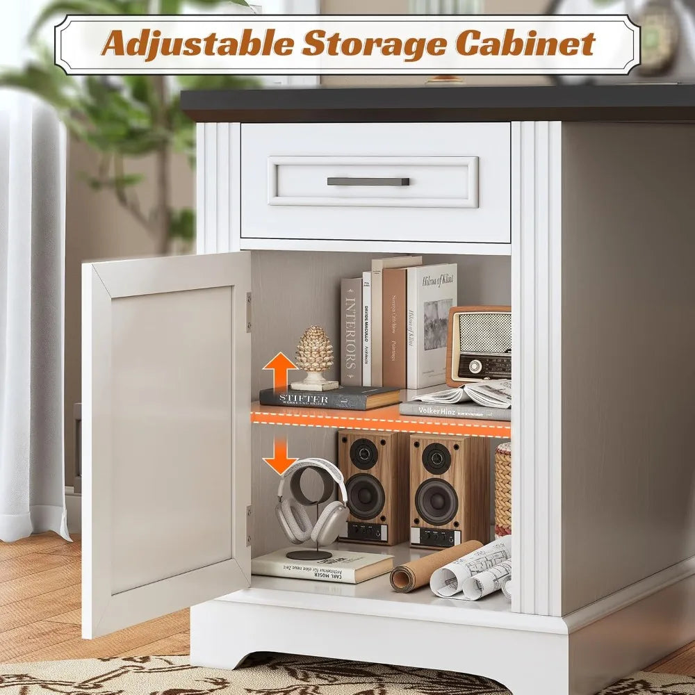 69" L-Shaped Executive Desk for Home Office with Storage and Power Outlet