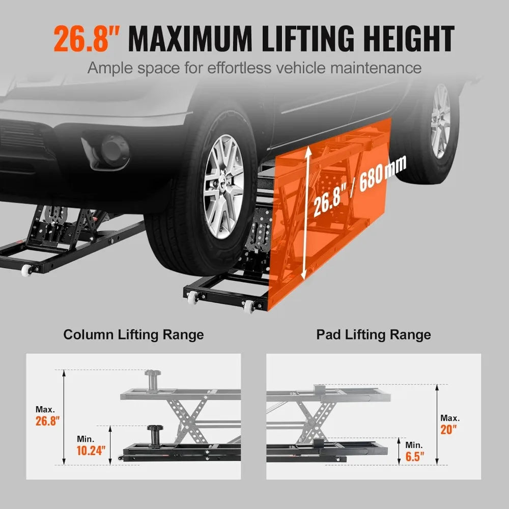 Portable Car Lift 7000 LBS Capacity, 26.8" Max Height, Heavy-Duty Steel Truck Lift with 120V Power