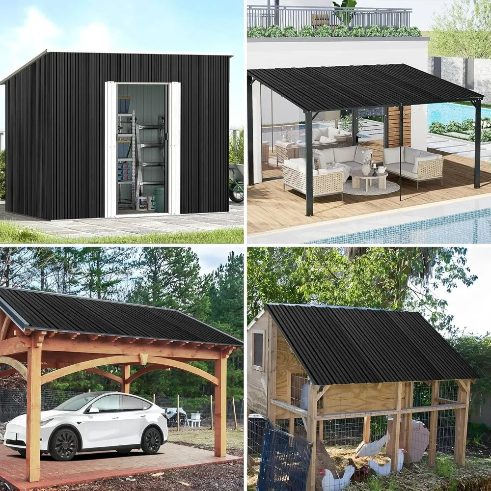 20-Pack Durable Galvanized Steel Corrugated Roof Panels for Carports and Outdoor Structures