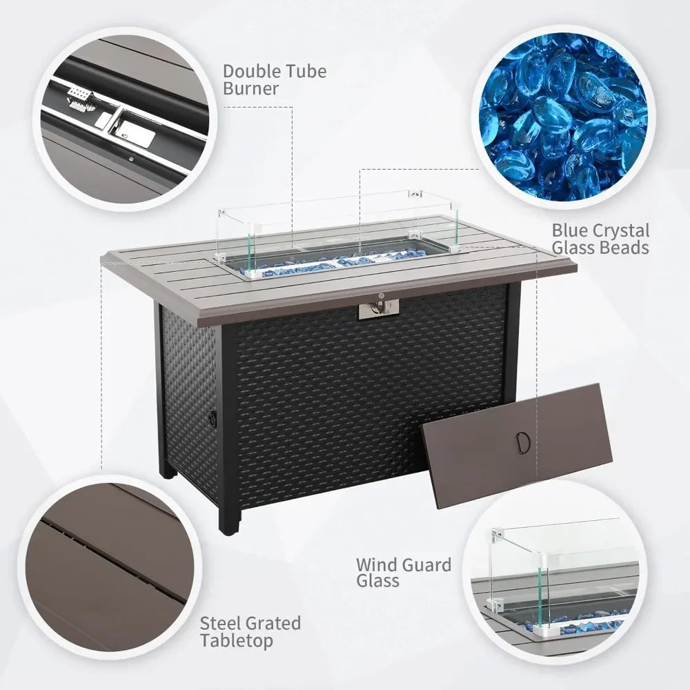 45 Inch Fire Table for Outside 60000 BTU Steel Gas Fire Pit Outdoor Fire Pit Table