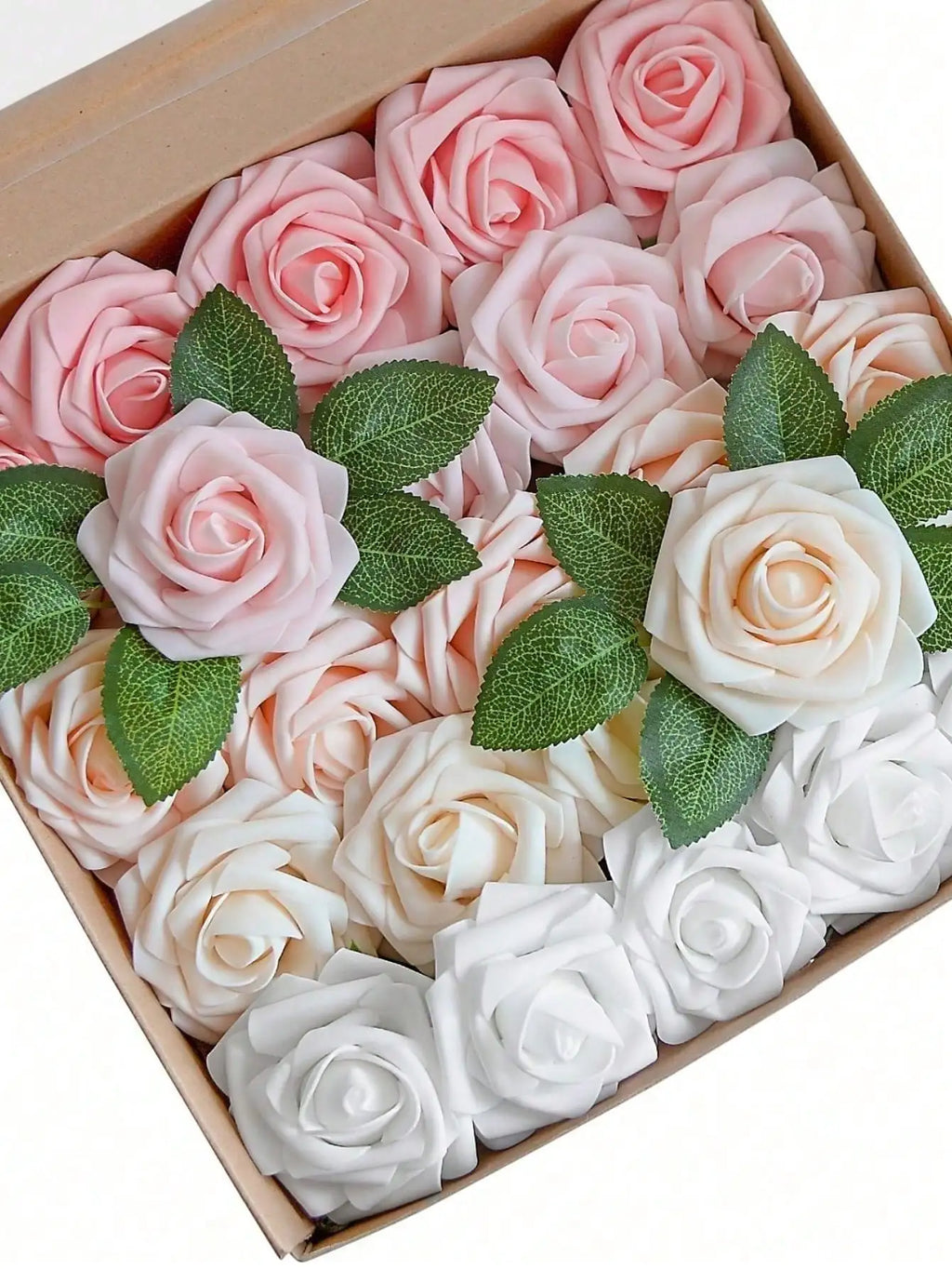 25pcs/Set Artificial Foam Rose Flowers/ Realistic Fake Roses/ Stem For DIY Wedding Bouquets /Centerpieces Bridal Shower/ Party/ Home Decorations